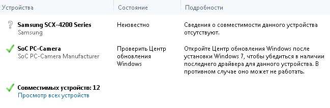 Проверка совместимости железа с ОС Windows 7